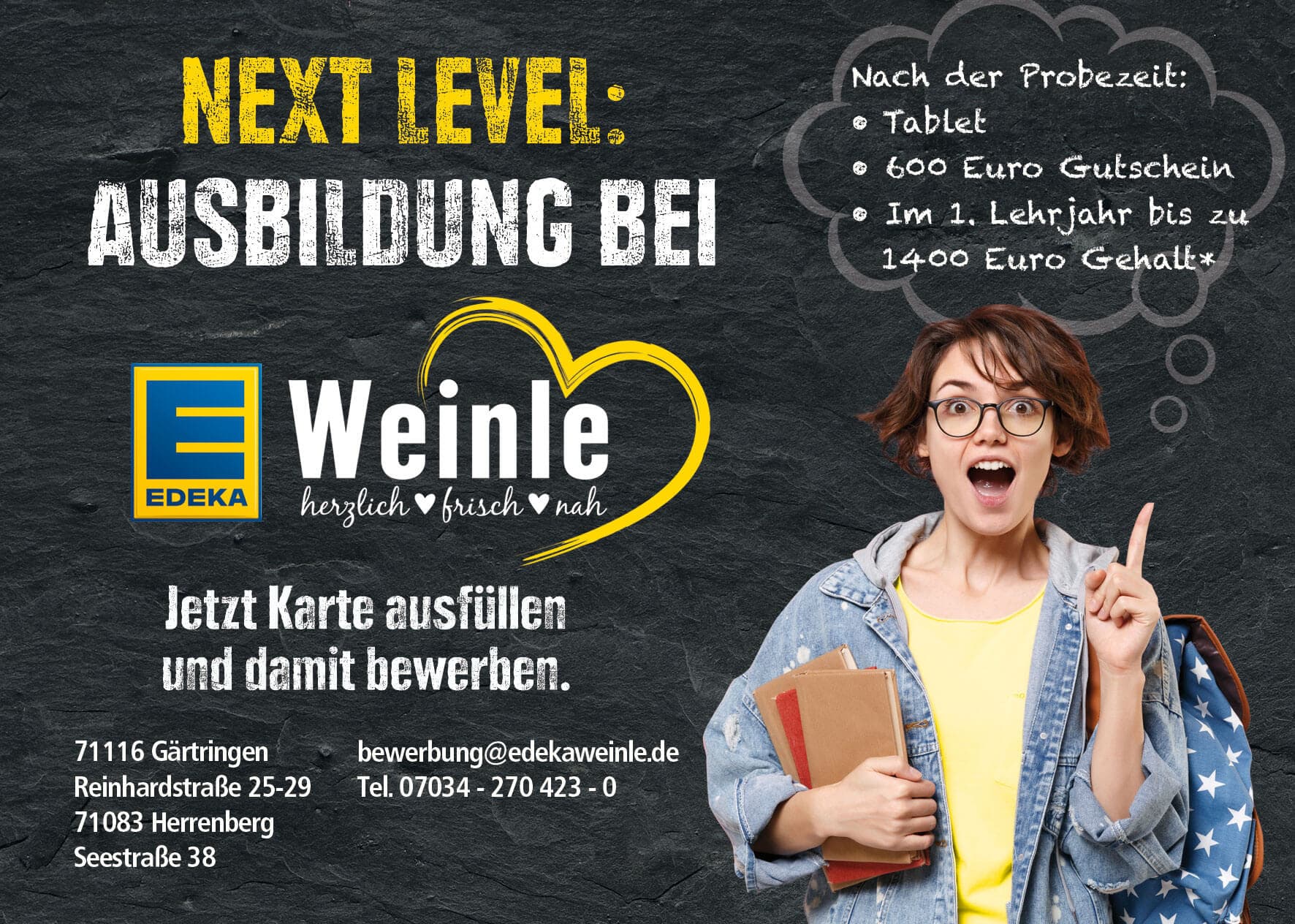 Next Level: Ausbildung bei EDEKA Weinle Mache eine Ausbildung bei EDEKA Weinle - jetzt bewerben