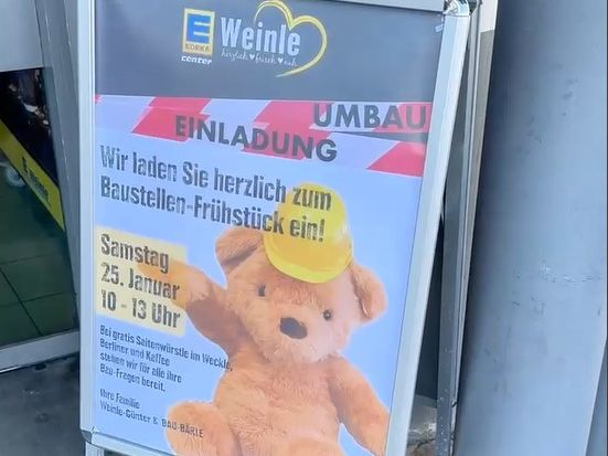 Werbeplakat fürs Baustellenfrühstück in Horb