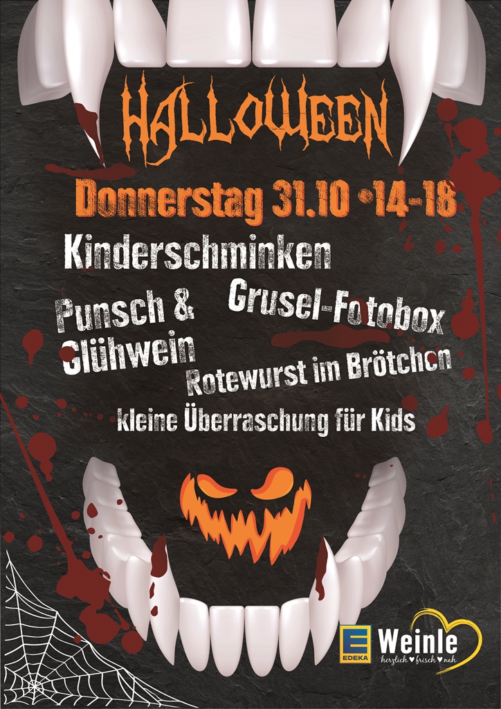 Werbeplakat für die Halloween-Aktionen für Kinder am 31.10.24