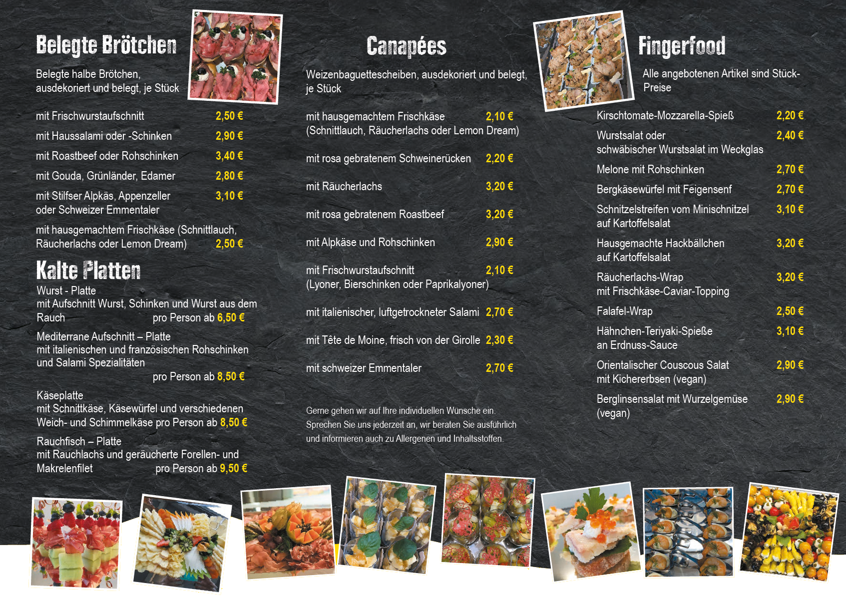 Abbildung der 2. Seite des Catering-Flyers